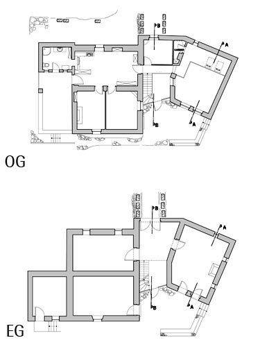 Grundriss von Erdgeschoss und Obergeschoss